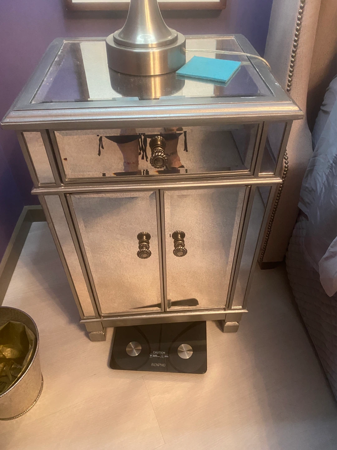Mirrored Nightstands with Drawer and Cabinet - photo 3