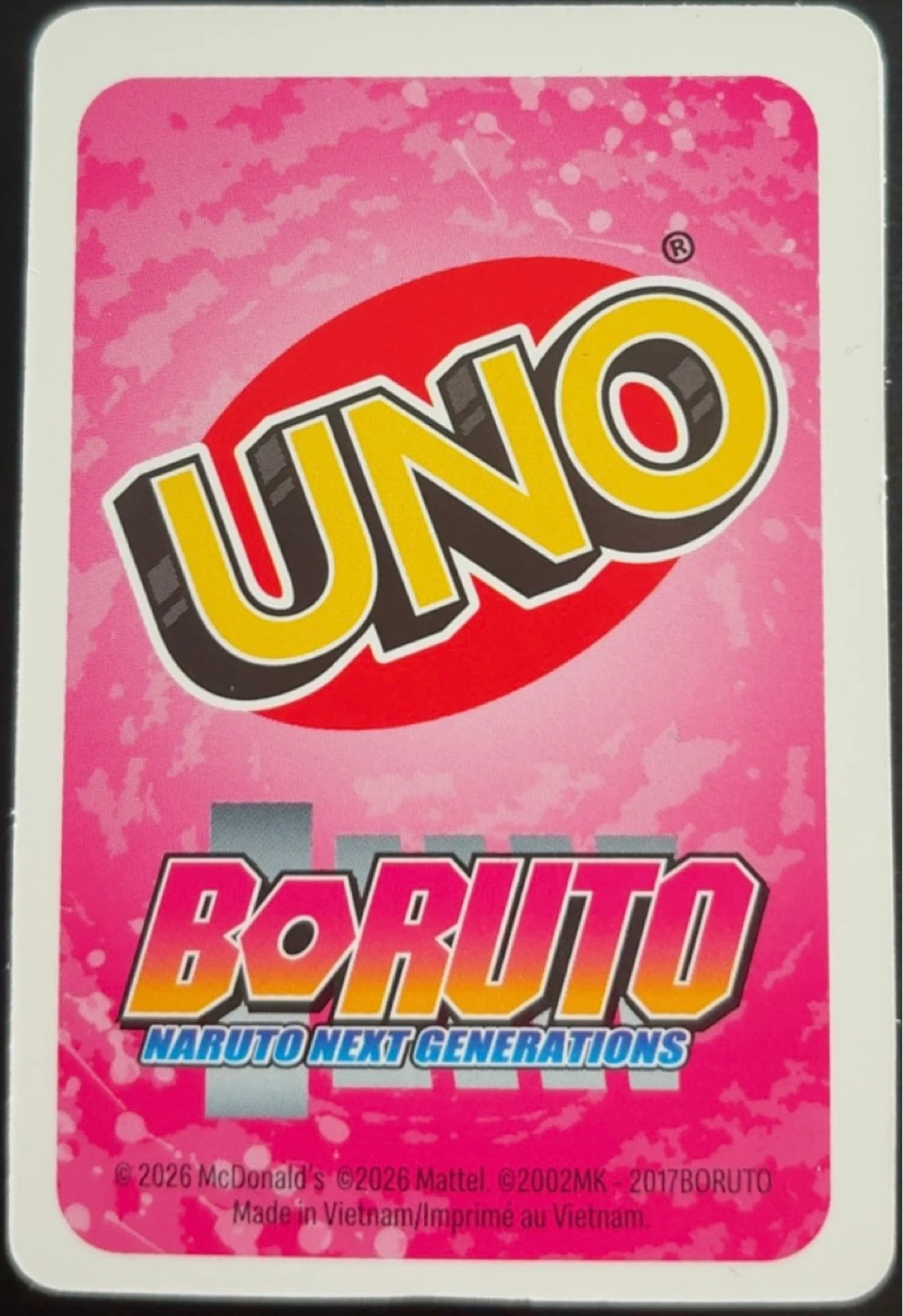 Mcdonalds Uno Anime Cards - Boruto