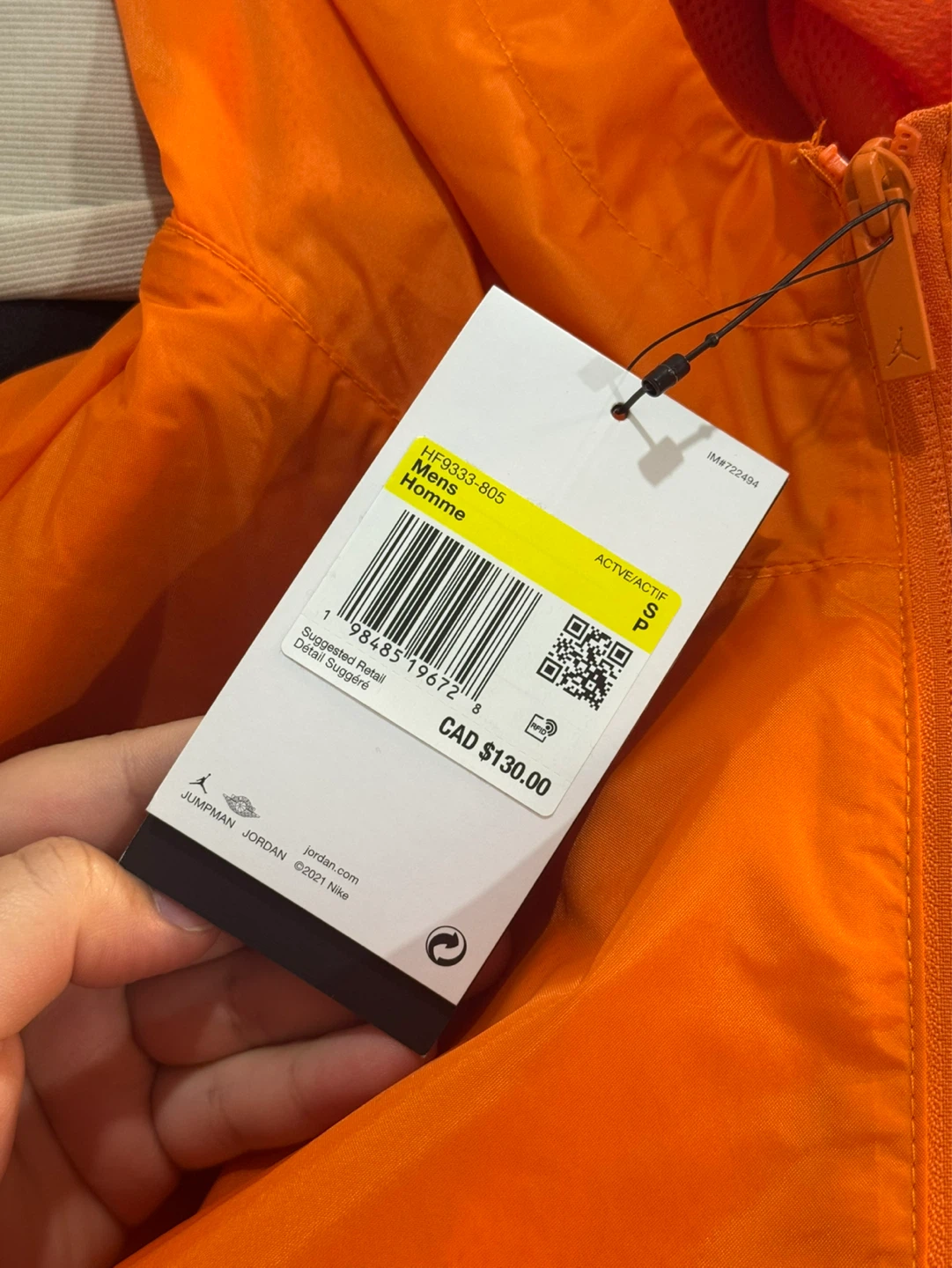 Jordan Men's Jacket Orange Black Size P - photo 2
