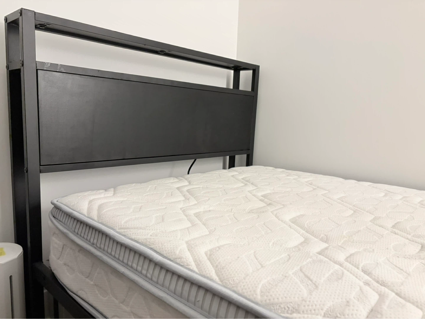 Black Metal Twin Bed Frame with Headboard and Built-in Outlets - photo 2