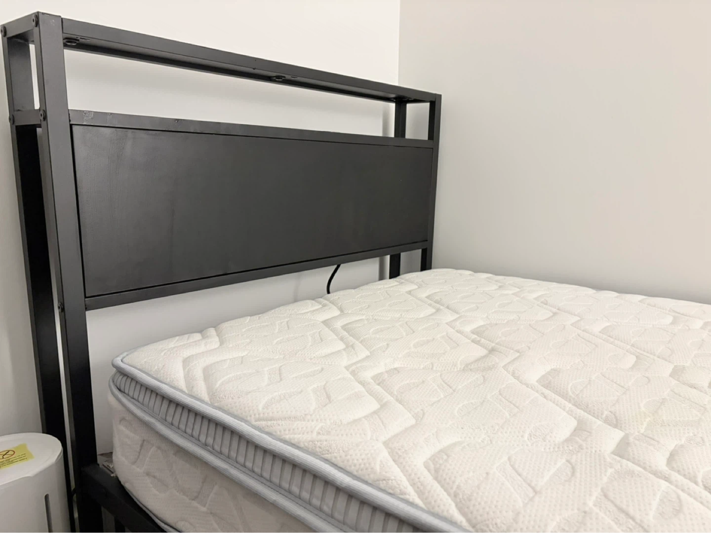 Black Metal Twin Bed Frame with Headboard and Built-in Outlets - photo 4