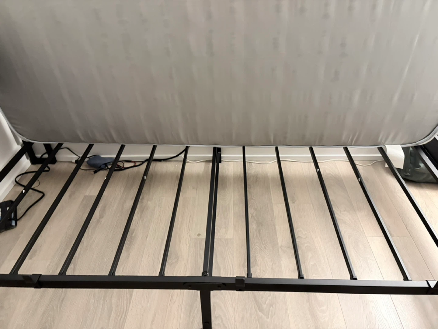 Black Metal Twin Bed Frame with Headboard and Built-in Outlets - photo 5