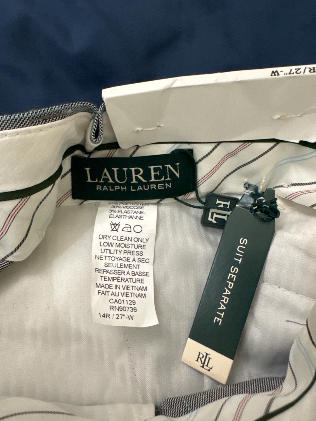 Lauren Ralph Lauren Grey/Teal Plaid Pants Size 14R - photo 2