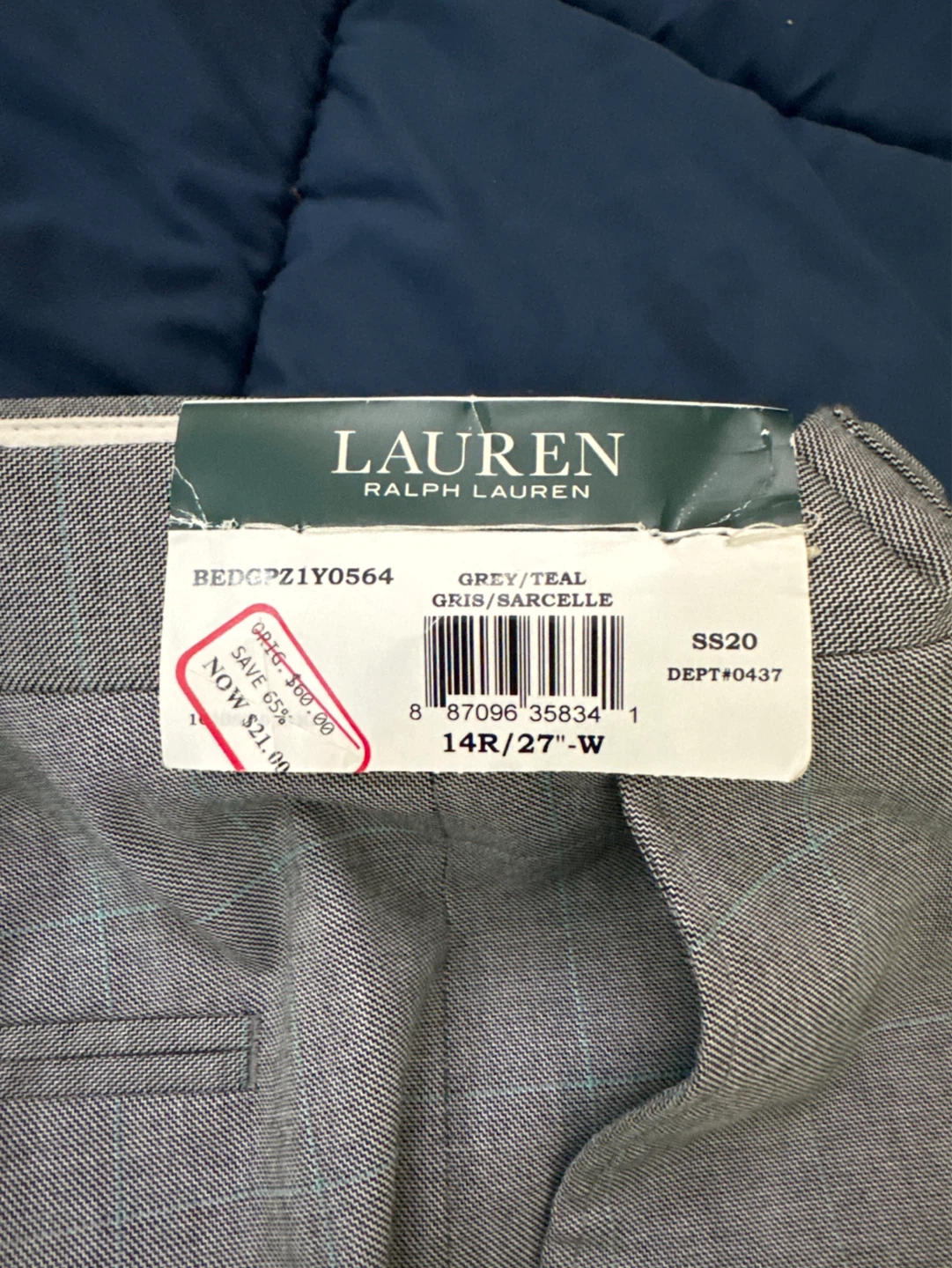 Lauren Ralph Lauren Grey/Teal Plaid Pants Size 14R