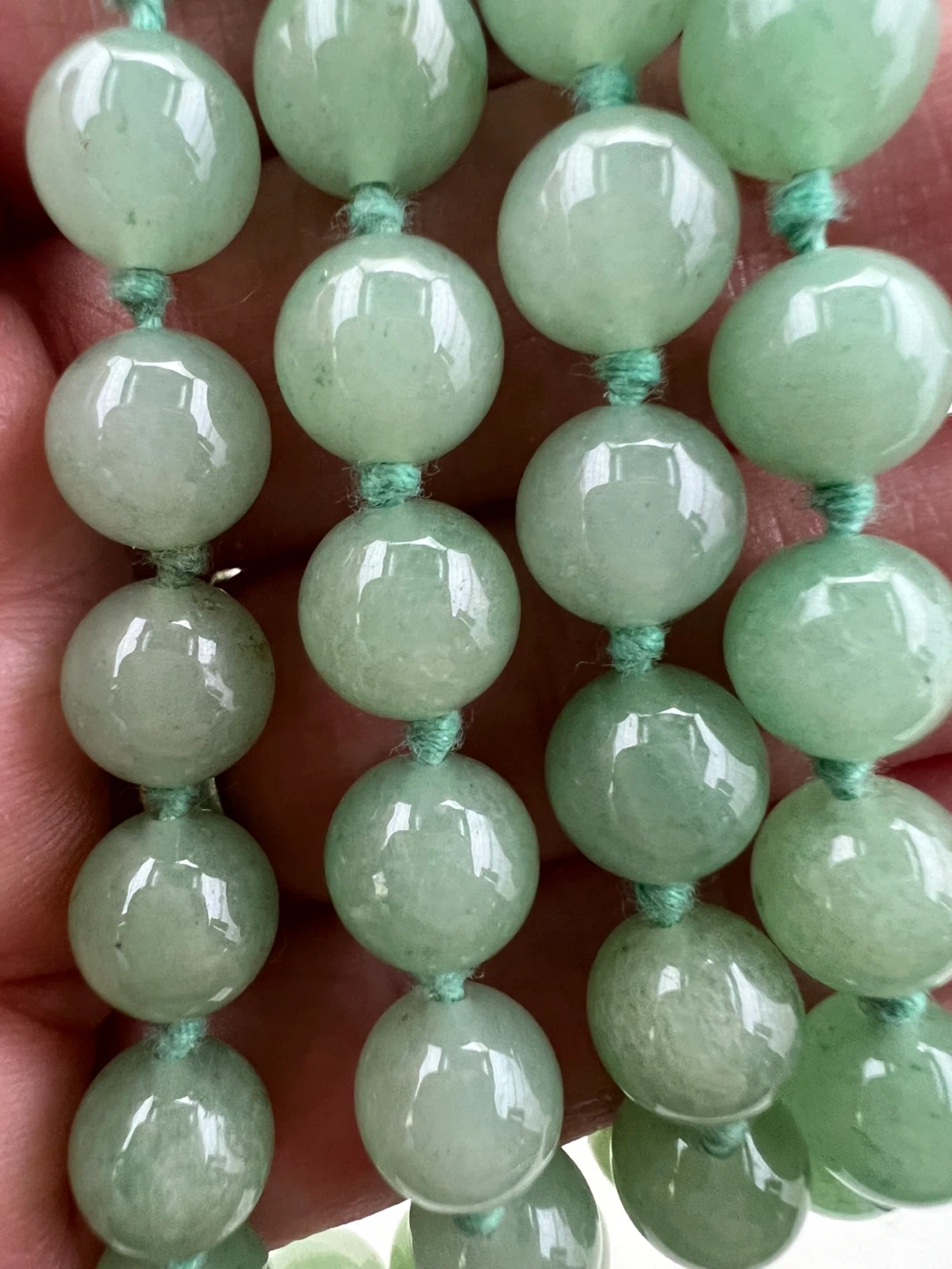 Vintage Hand Knotted Green Gemstone Necklace - photo 4