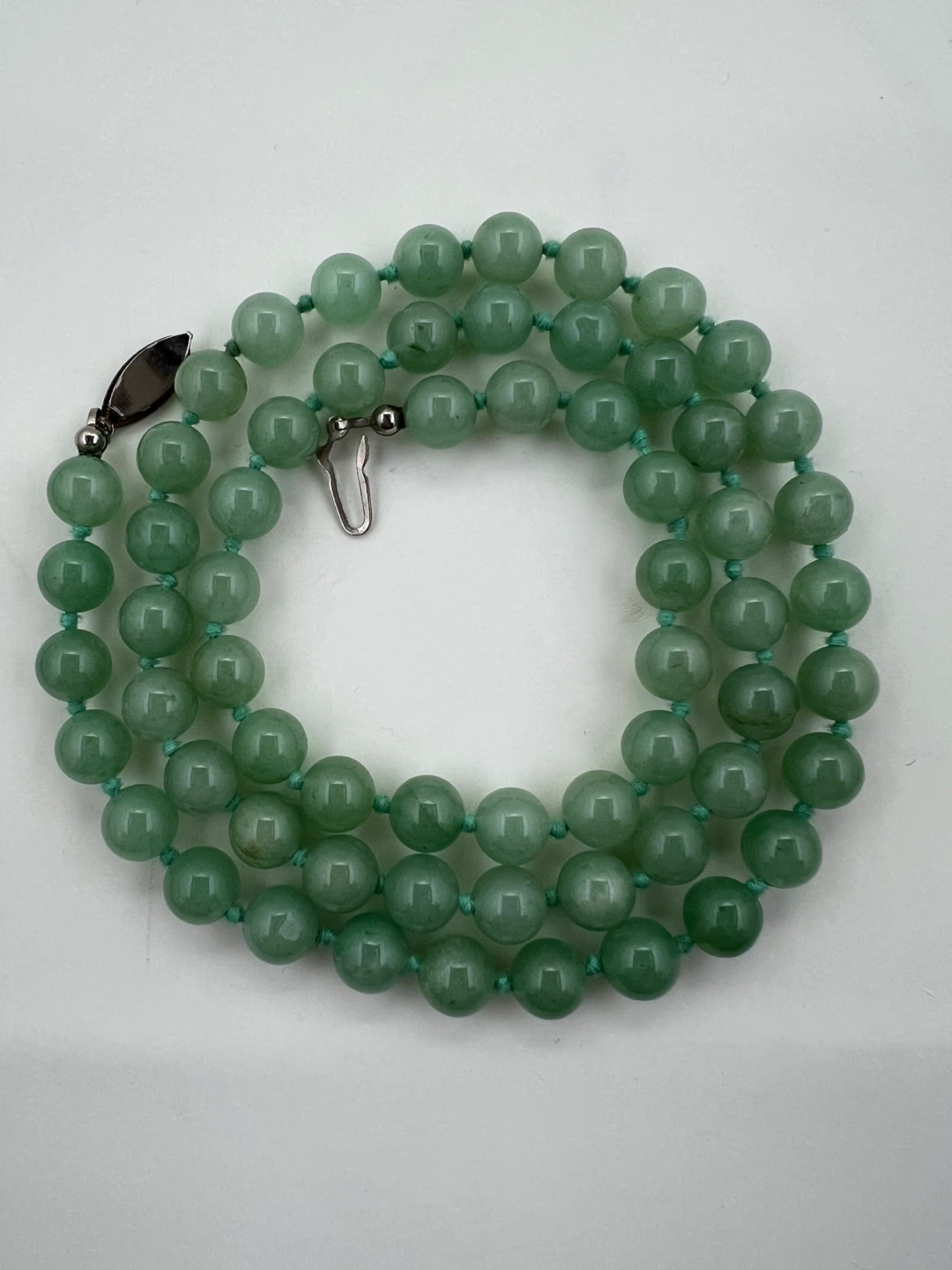 Vintage Hand Knotted Green Gemstone Necklace