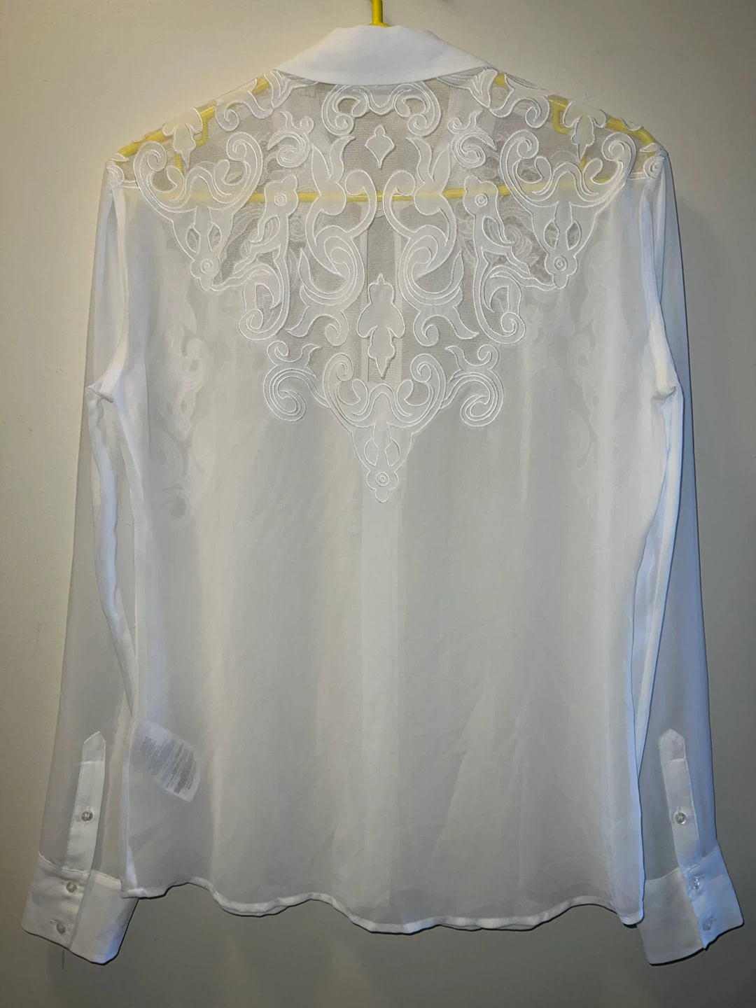 White GUESS Sheer Lace Button-Up Shirt - photo 2