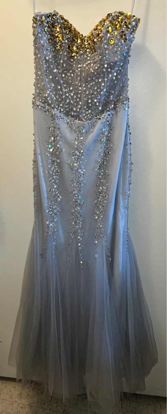 Let's Fashion Sequin Strapless Mermaid Gown - Small