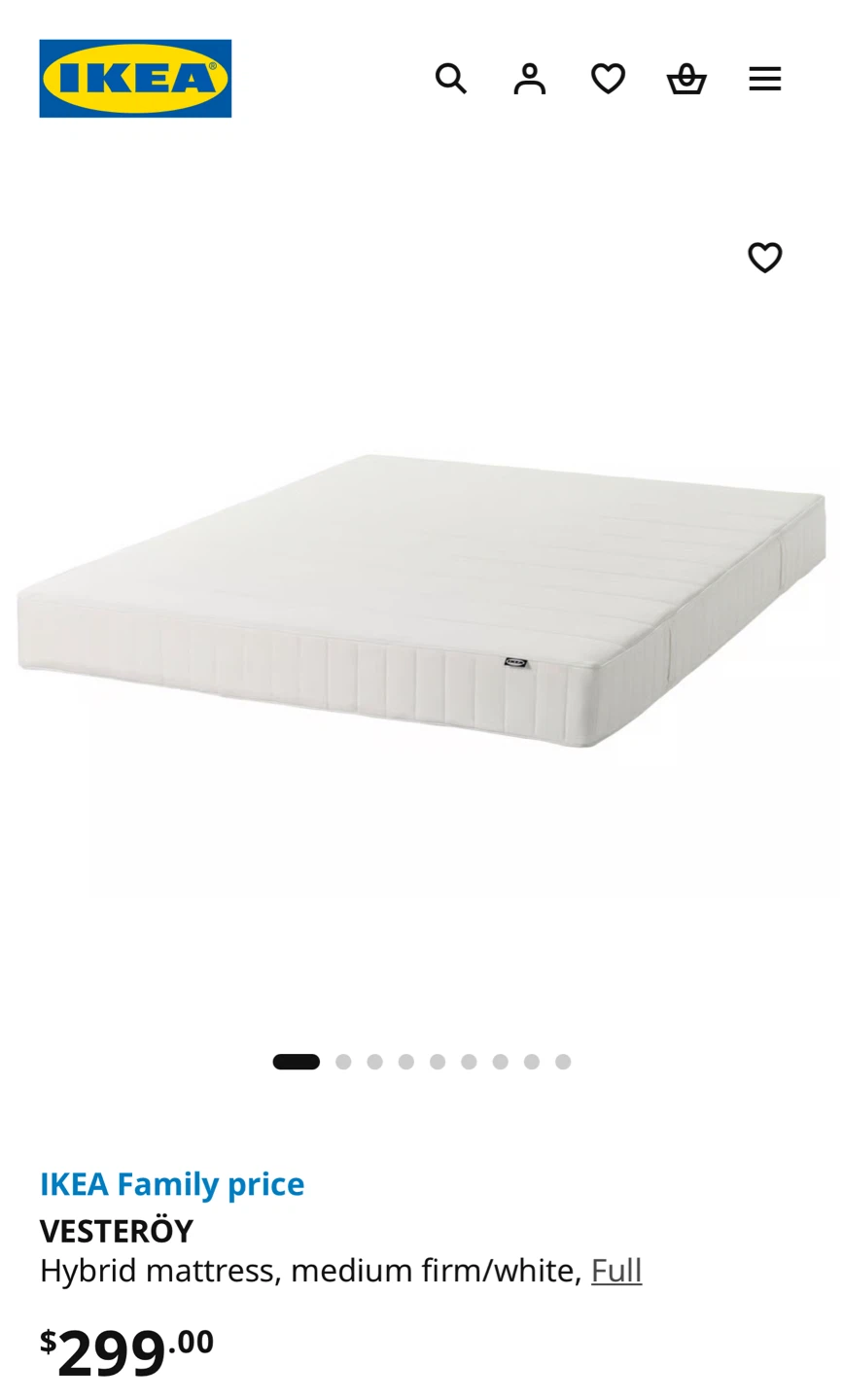 IKEA VESTERÖY Hybrid Mattress - Double/Full