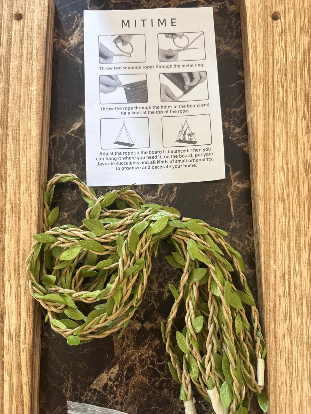 MITIME Wooden Hanging Shelf with Faux Vine Garland - photo 4