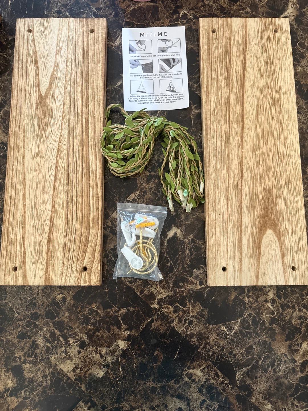 MITIME Wooden Hanging Shelf with Faux Vine Garland - photo 2