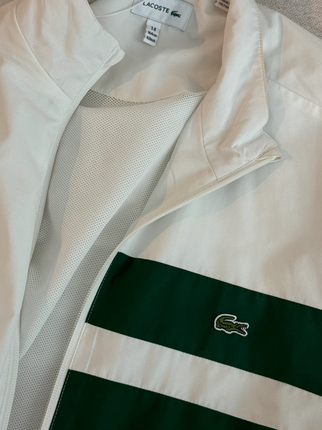 Lacoste White Green Blue Track Jacket Size 14 - photo 2