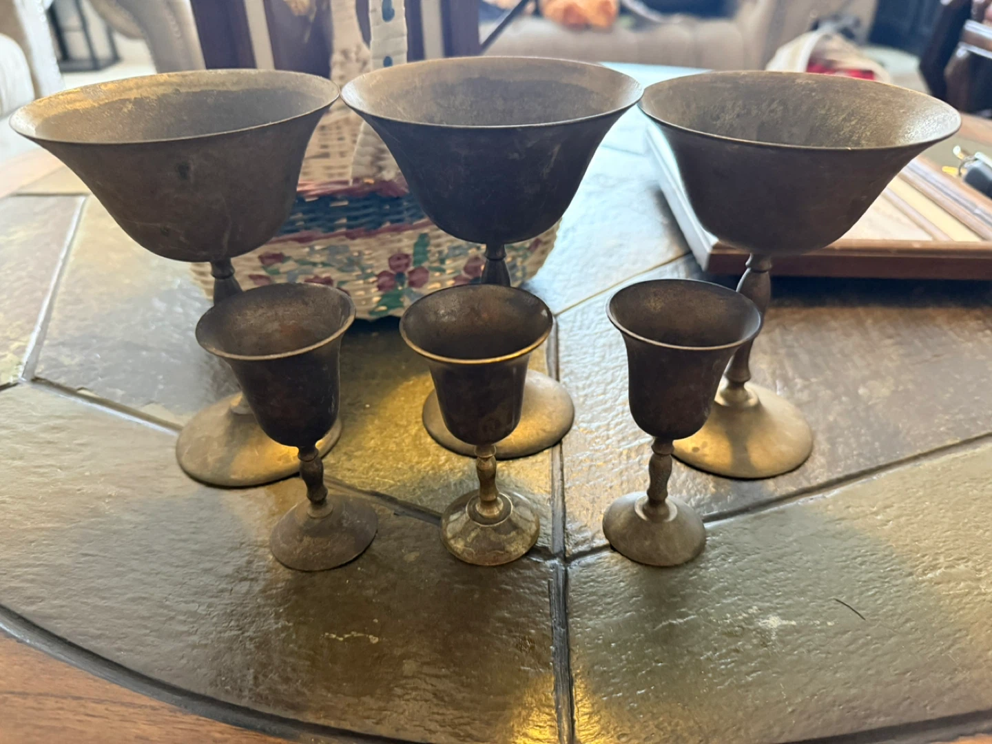 Vintage Brass Vine Goblets/Shot Glasses