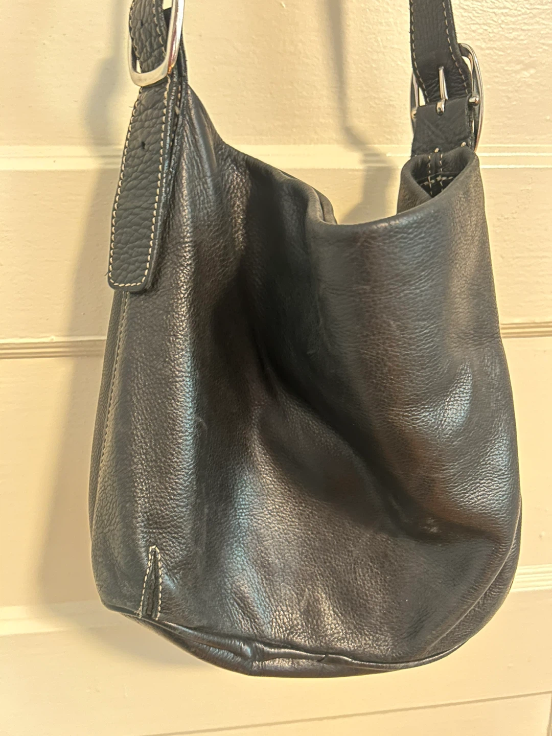 Roots Black Leather Shoulder Bag