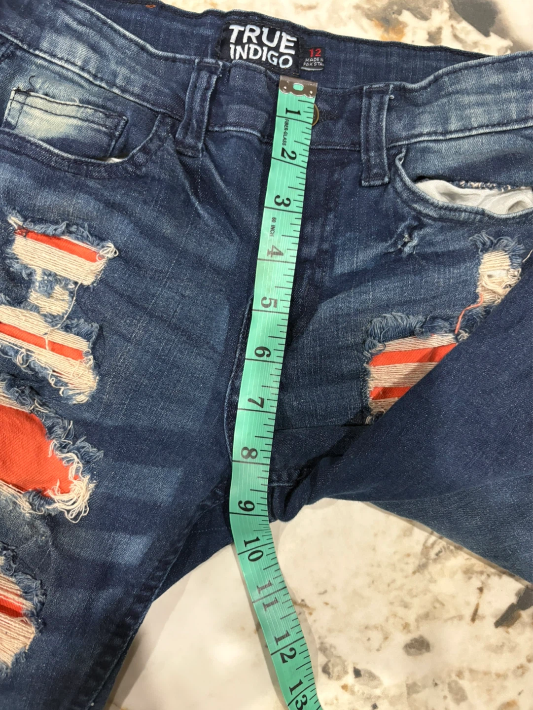 True Indigo Distressed Jeans Size 12 - photo 5