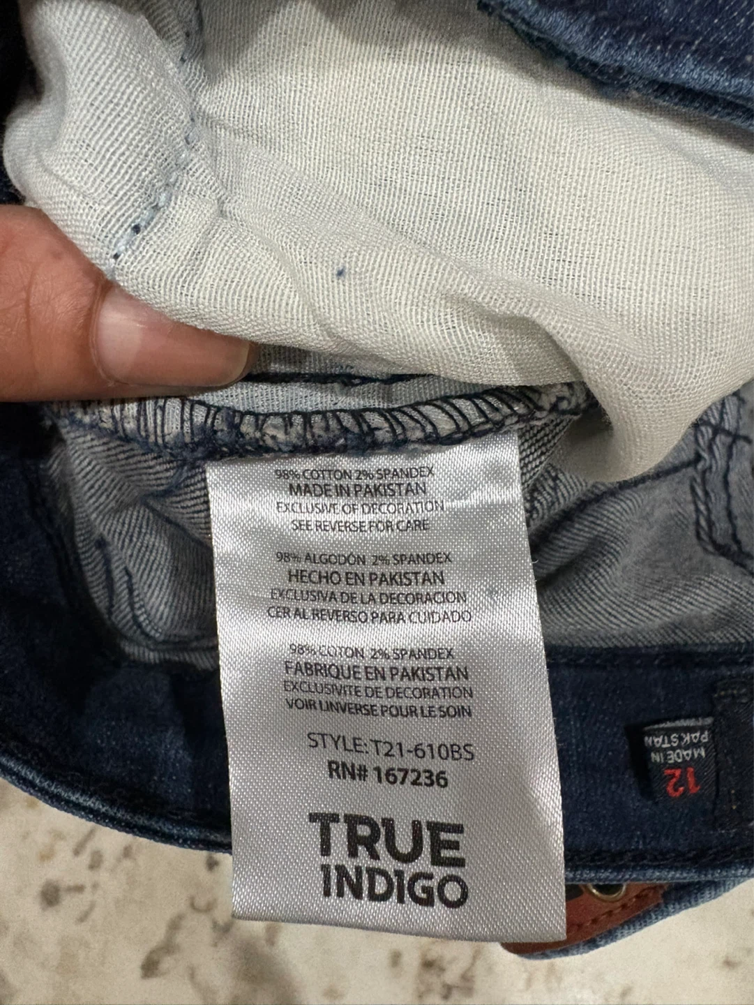 True Indigo Distressed Jeans Size 12 - photo 3