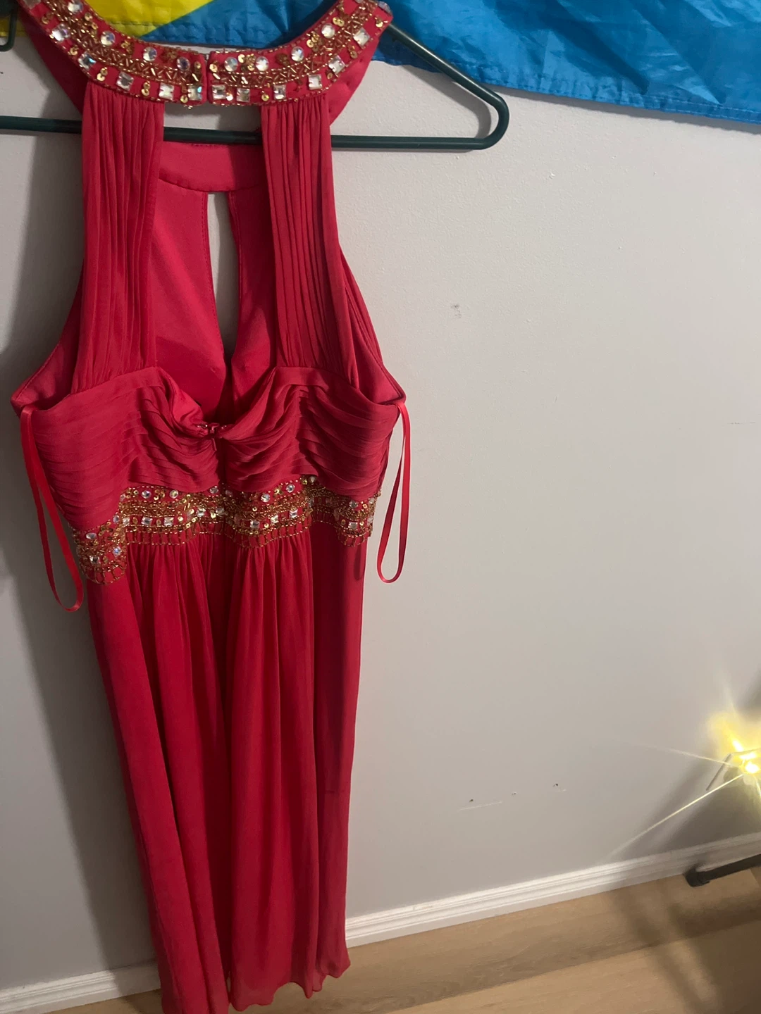 Red Embellished Halter Maxi Dress - photo 4