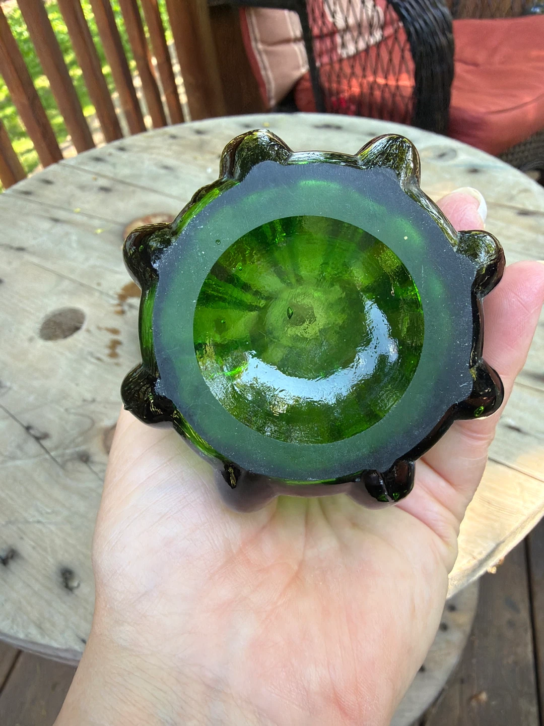 Vintage Five Fingered Emerald Green Glass Vase - photo 3