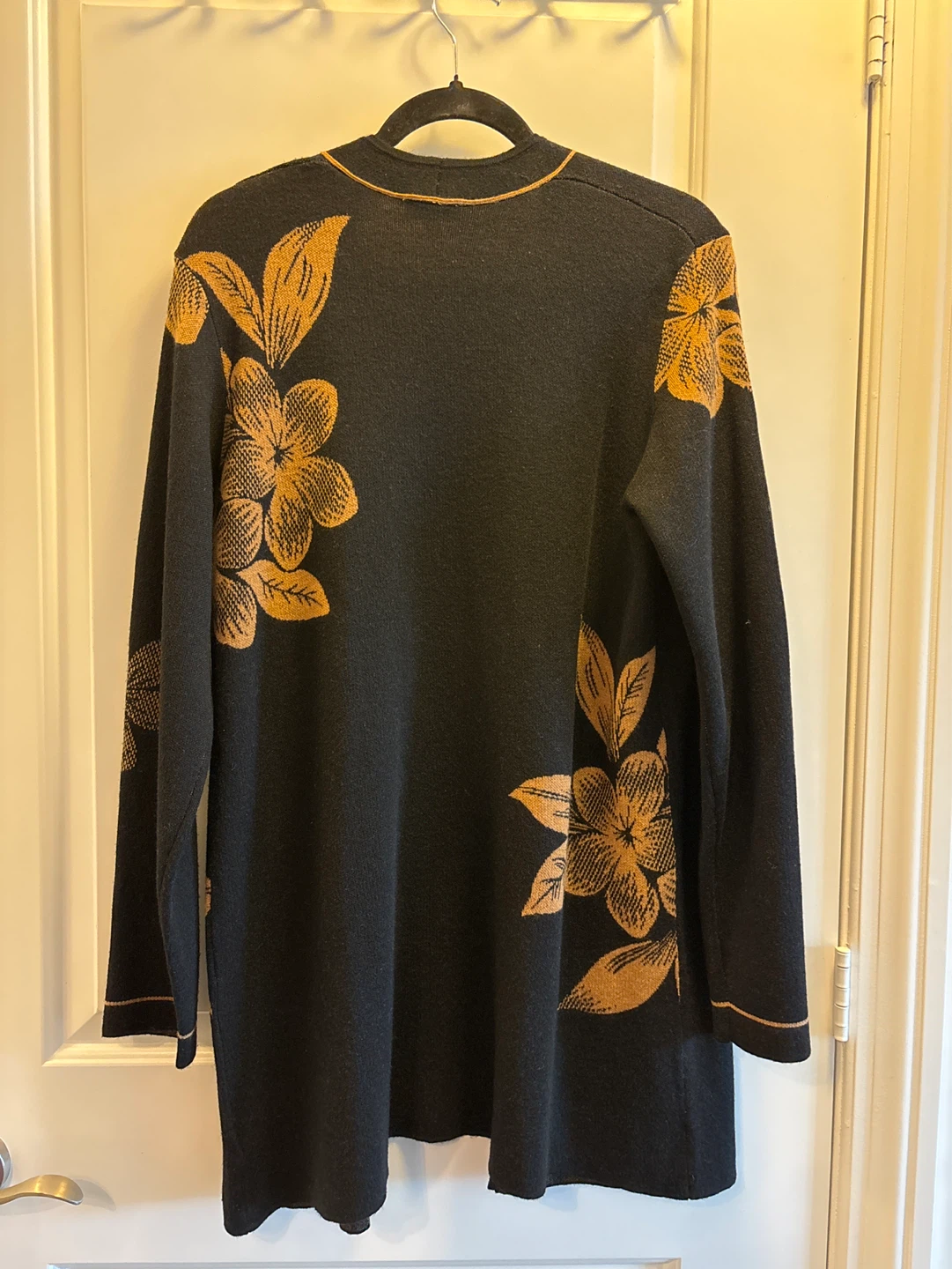 Laura Petites Black Floral Long Cardigan Size L - photo 2