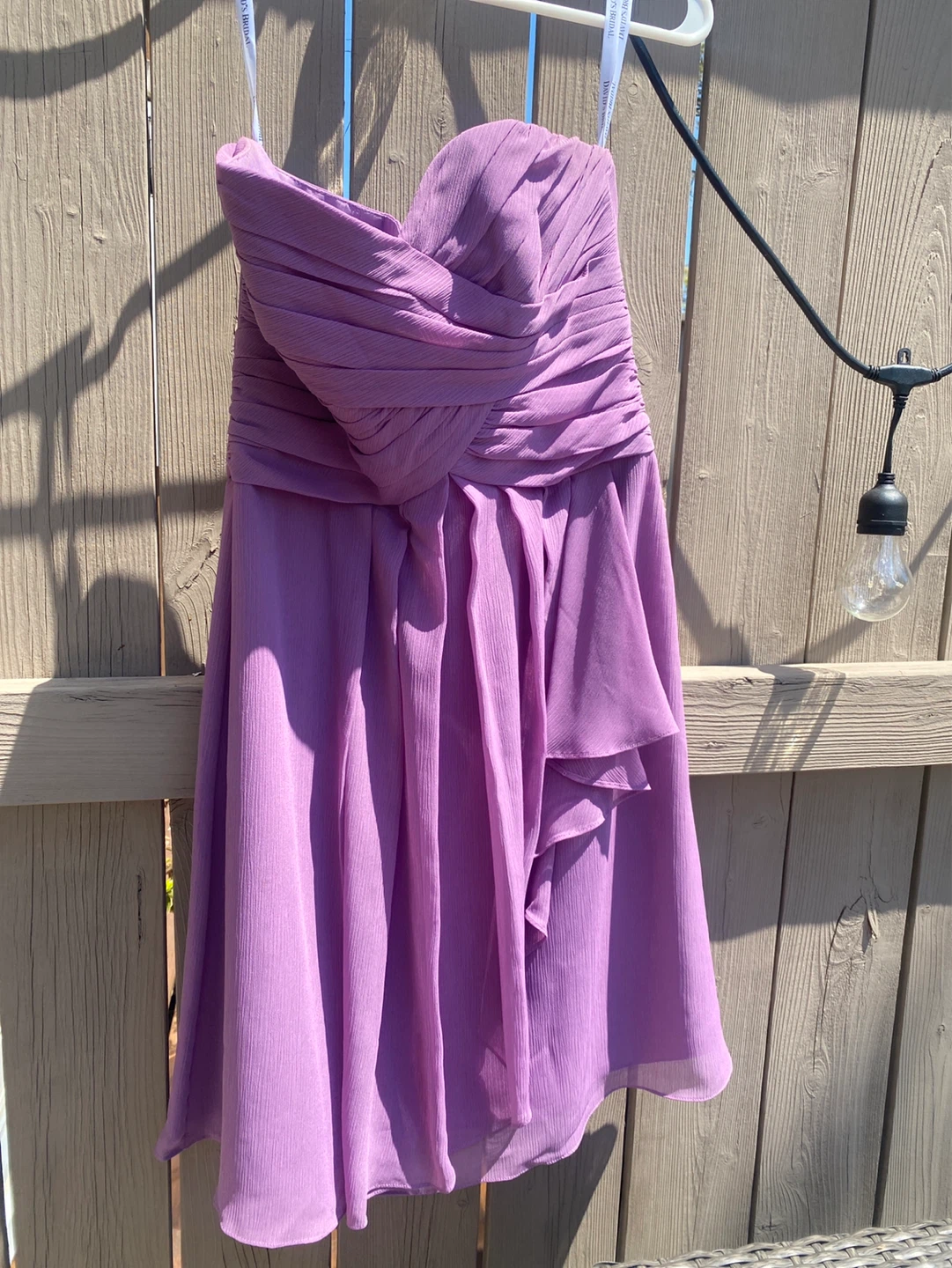 David's Bridal Strapless Purple Chiffon Dress Size 2 - photo 2