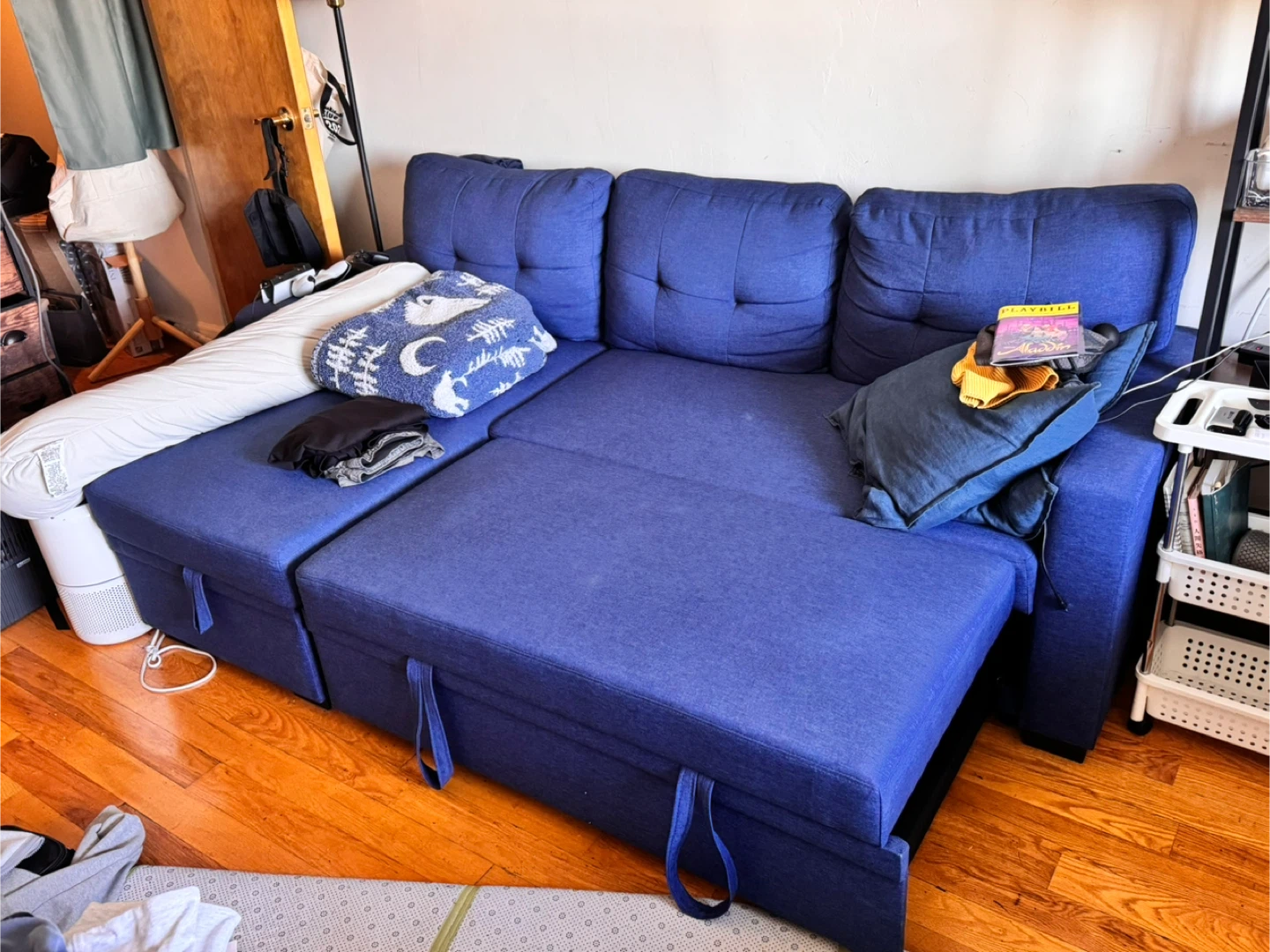 Blue 4-in-1 Convertible L Shaped Couch - photo 2