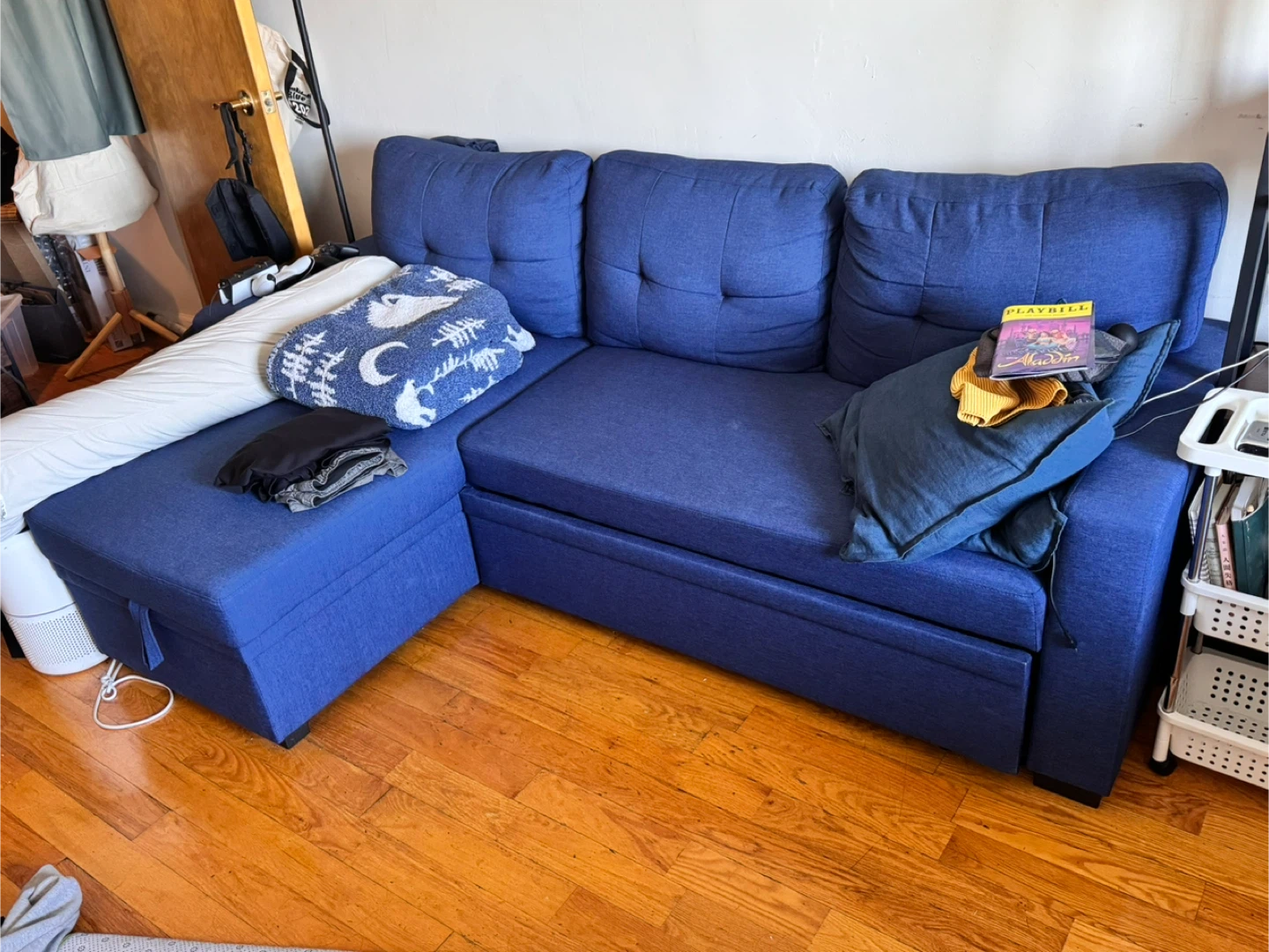 Blue 4-in-1 Convertible L Shaped Couch