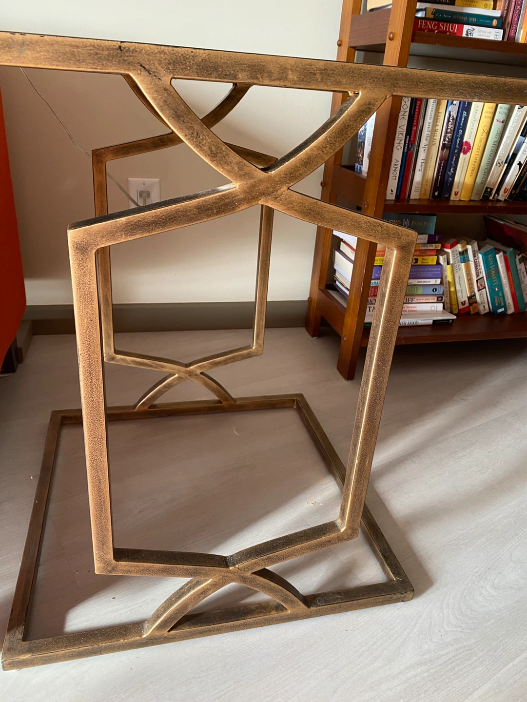 Gold Metal End Table with glass top - photo 2