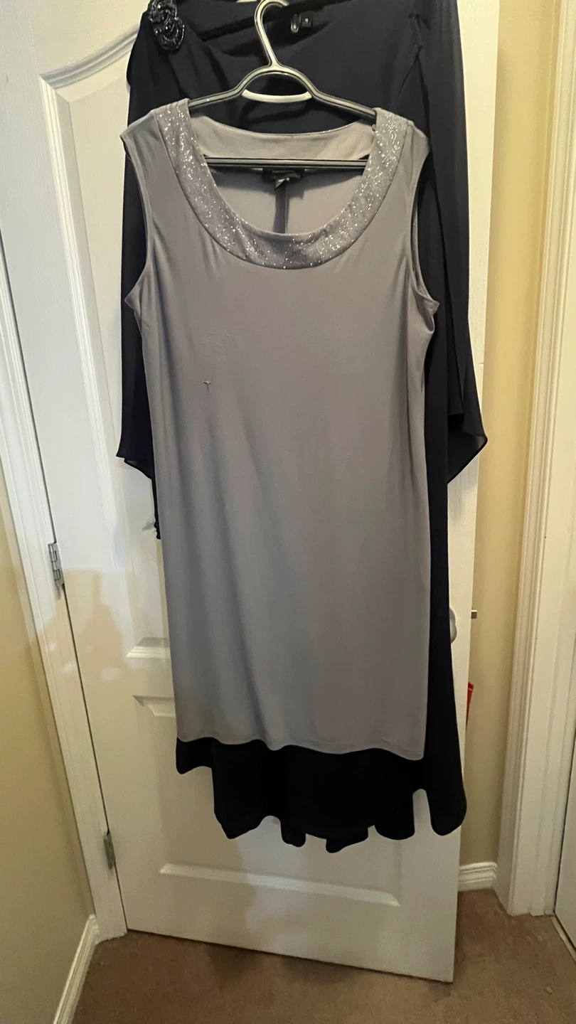 R&M Richards Grey Dress with Embellished Neckline and Jacket - photo 2