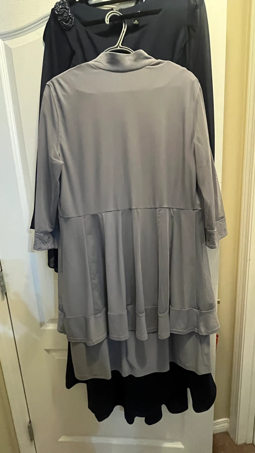 R&M Richards Grey Dress with Embellished Neckline and Jacket - photo 5