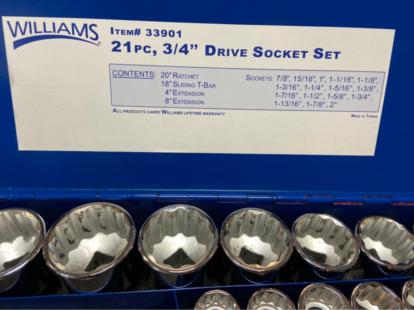 Williams 21pc 3/4" Drive Socket Set with Case - photo 2