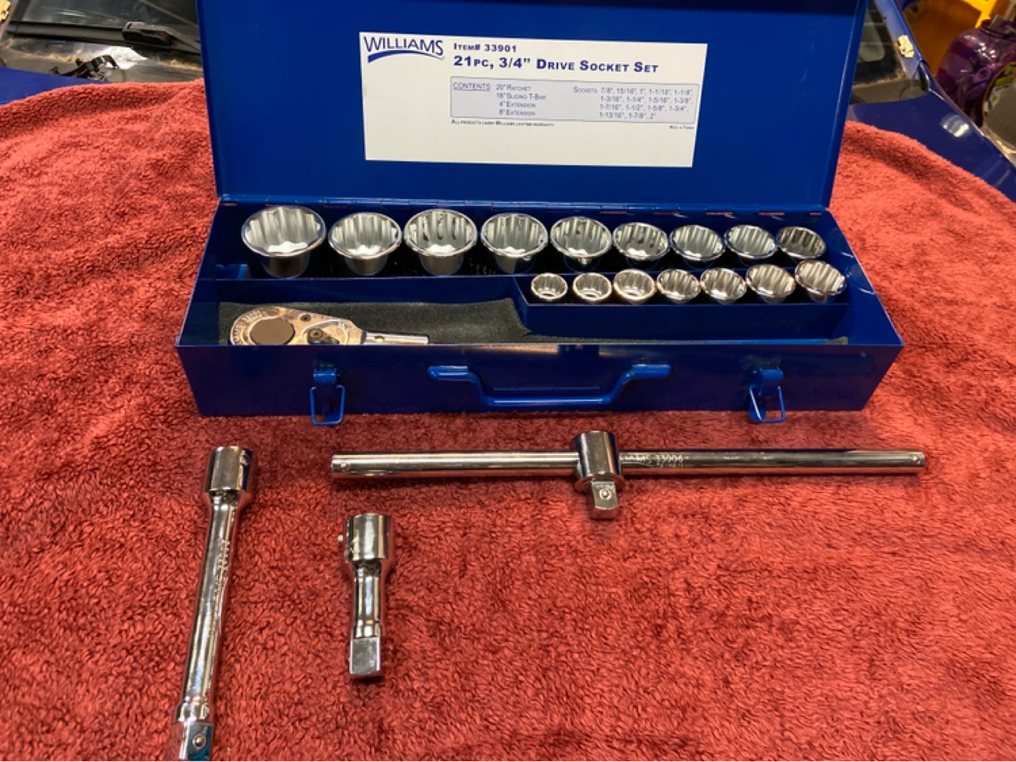 Williams 21pc 3/4" Drive Socket Set with Case