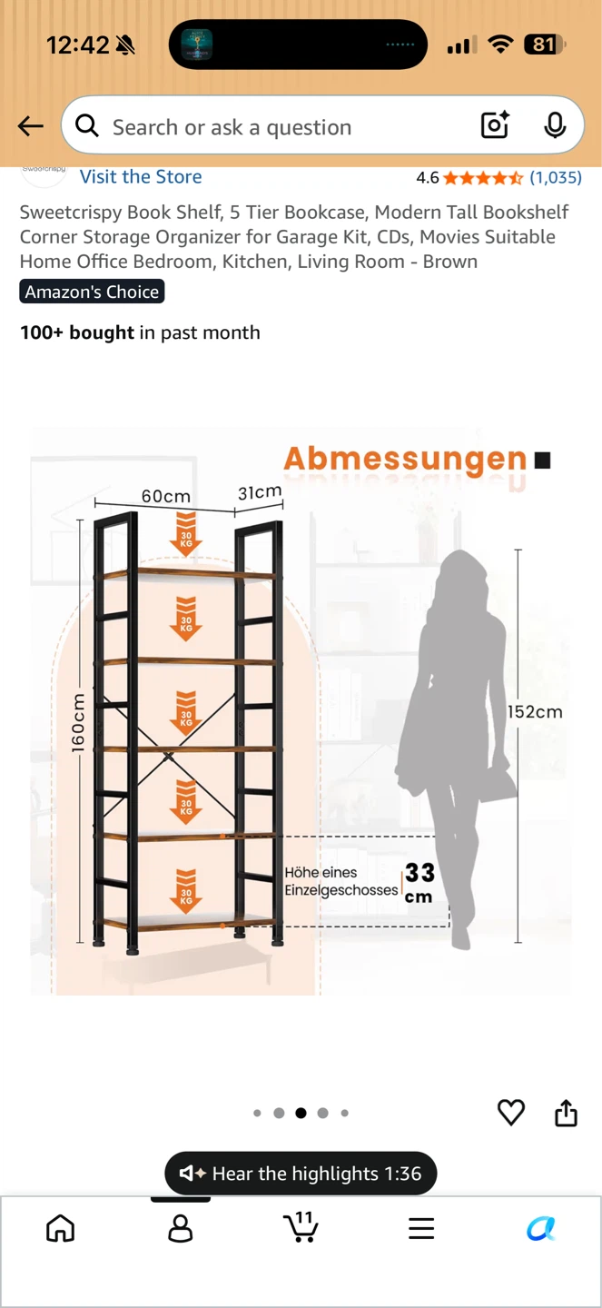 5 Tier Bookcase - Tall Bookshelf - photo 5