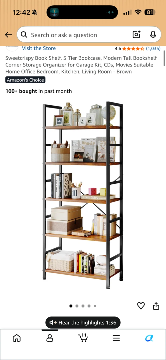5 Tier Bookcase - Tall Bookshelf - photo 4