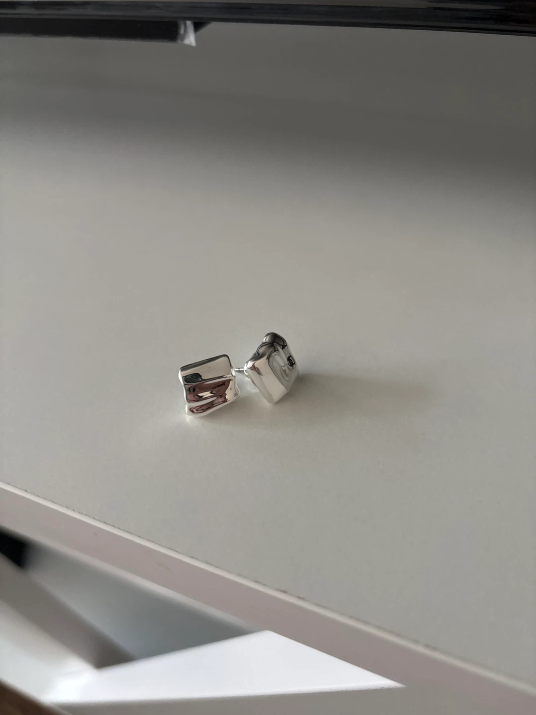 Silver Tone Square Stud Earrings - photo 2