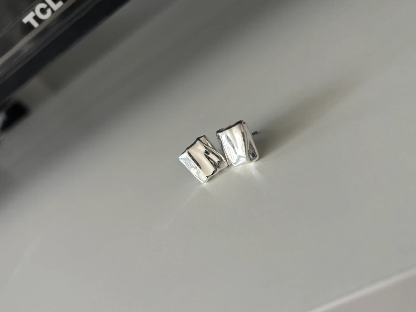 Silver Tone Square Stud Earrings - photo 3