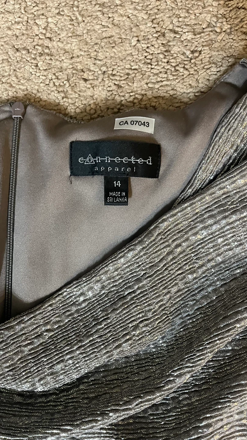 Connected Apparel Silver Ruched Cap Sleeve Maxi Dress Size 14 - photo 2