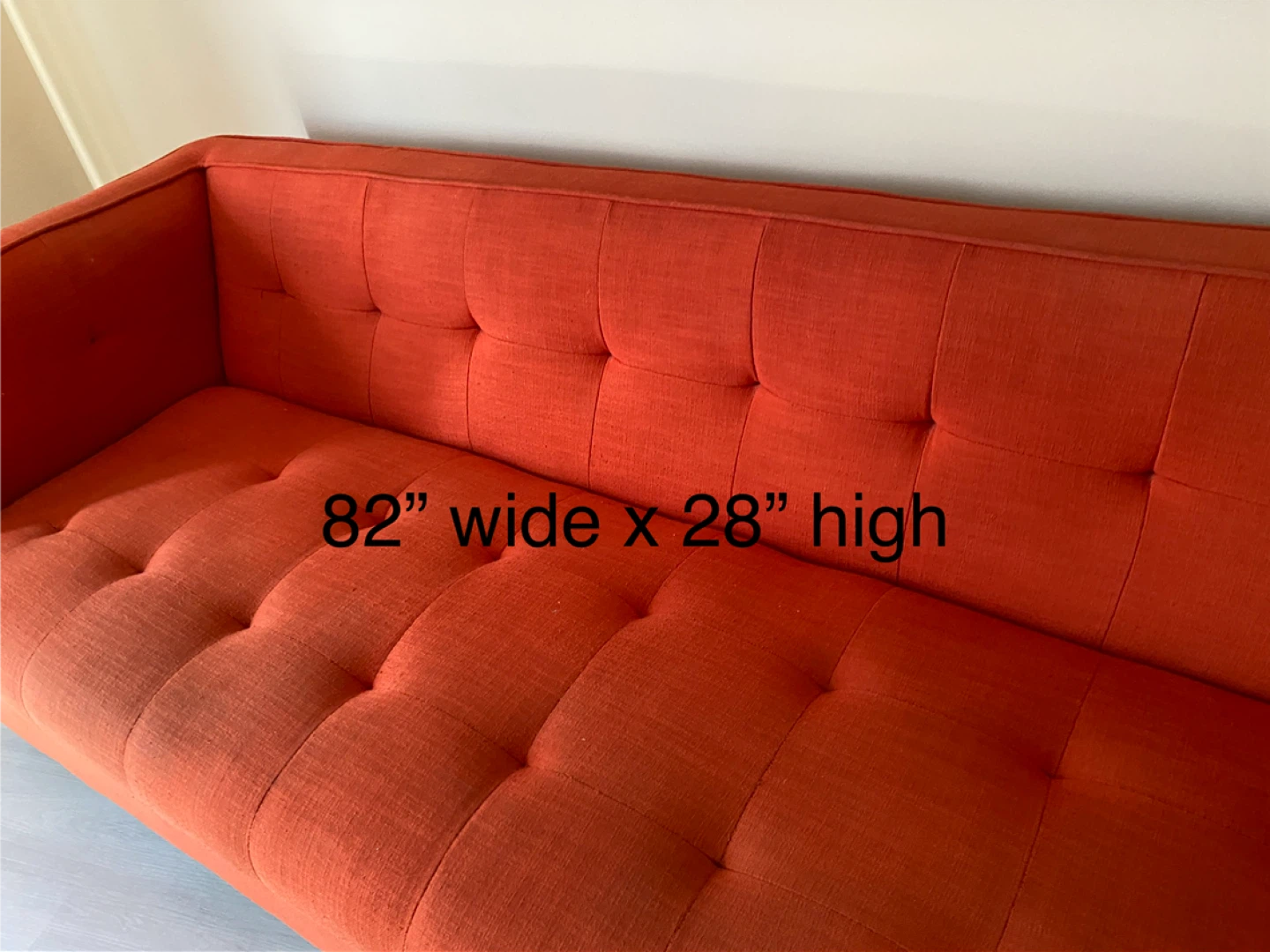 Orange Tufted Sofa - 82" Wide - photo 2