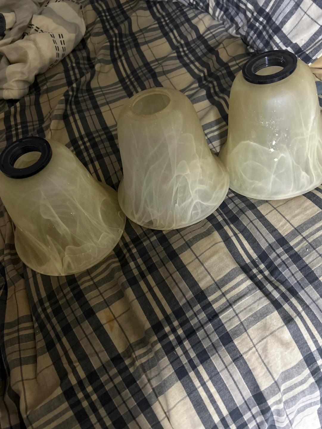 Set of 3 Frosted Swirl Bell Lamp Shades