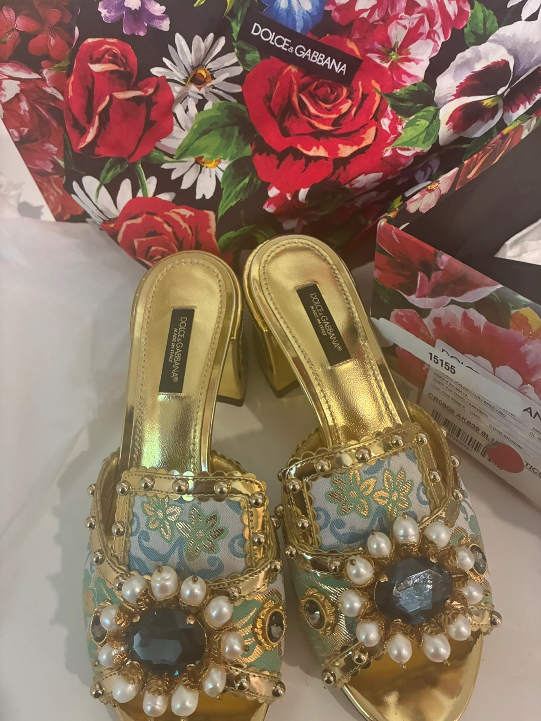 Dolce & Gabbana Gold Embellished Slide Sandals - photo 2