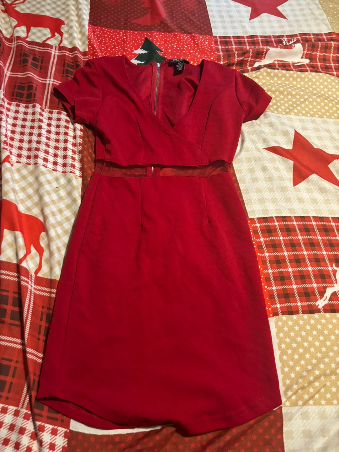 Red Short Sleeve Wrap Dress