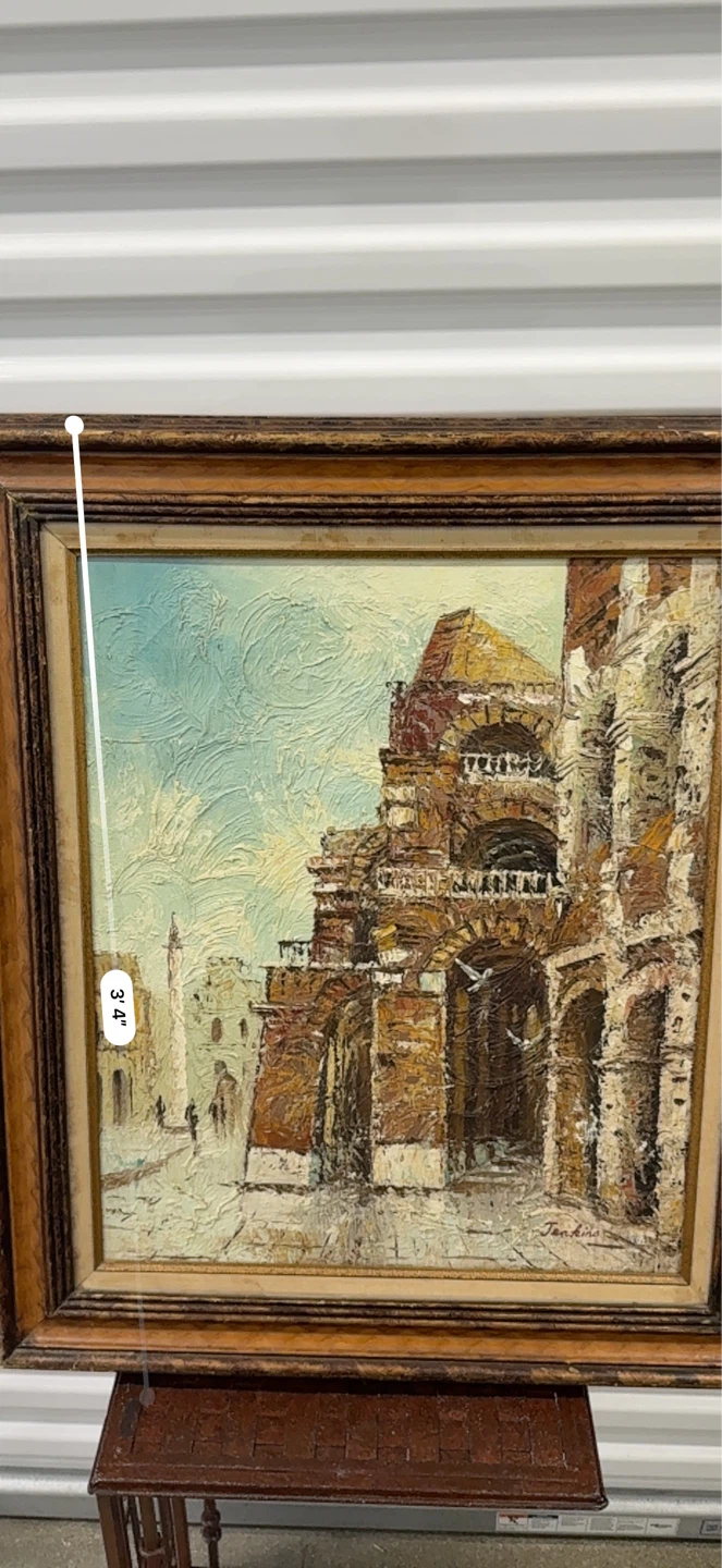 Vintage Original Oil Painting - Italian Architecture - photo 3