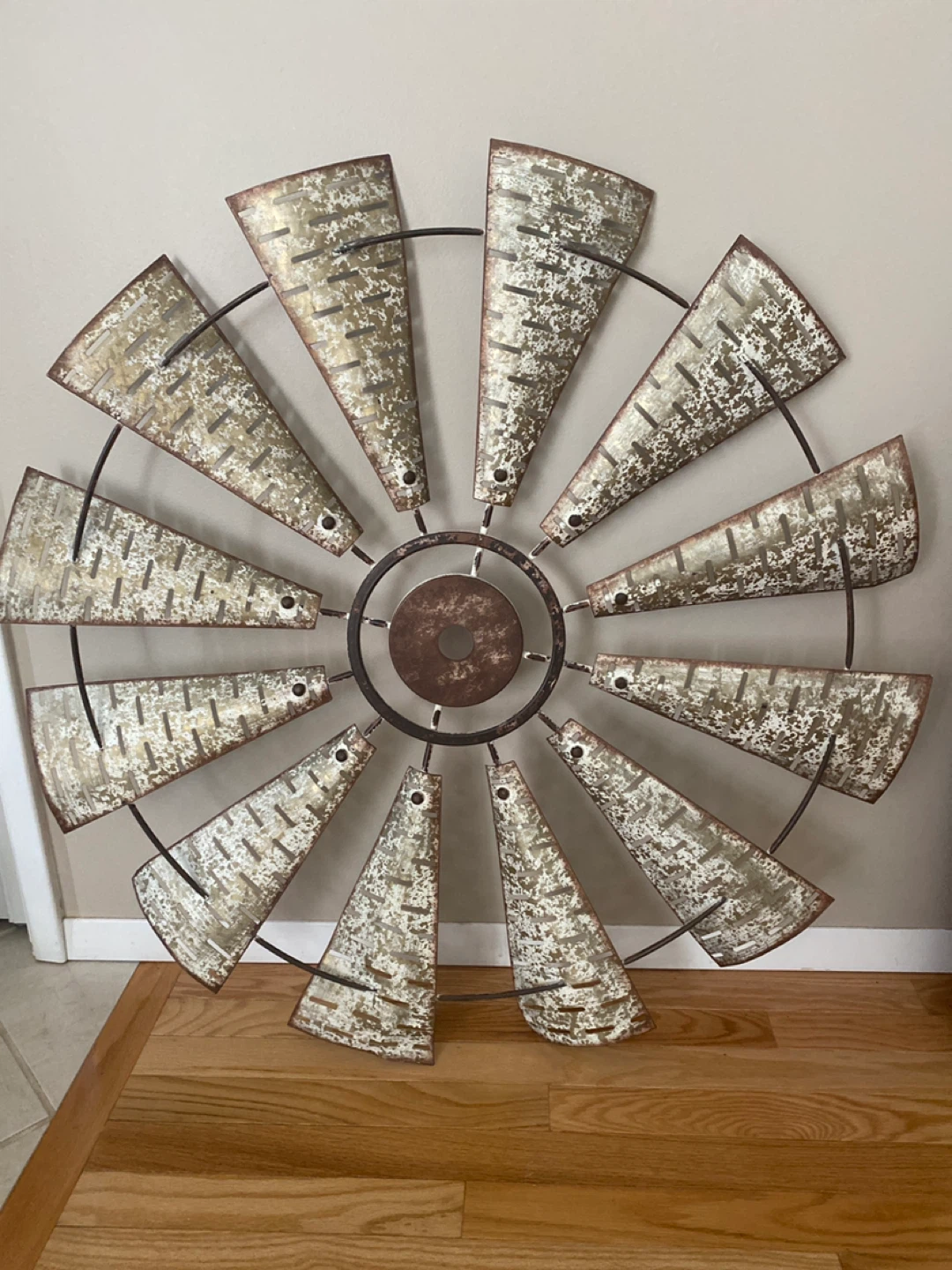 Distressed Metal Farmhouse Windmill Wall Decor