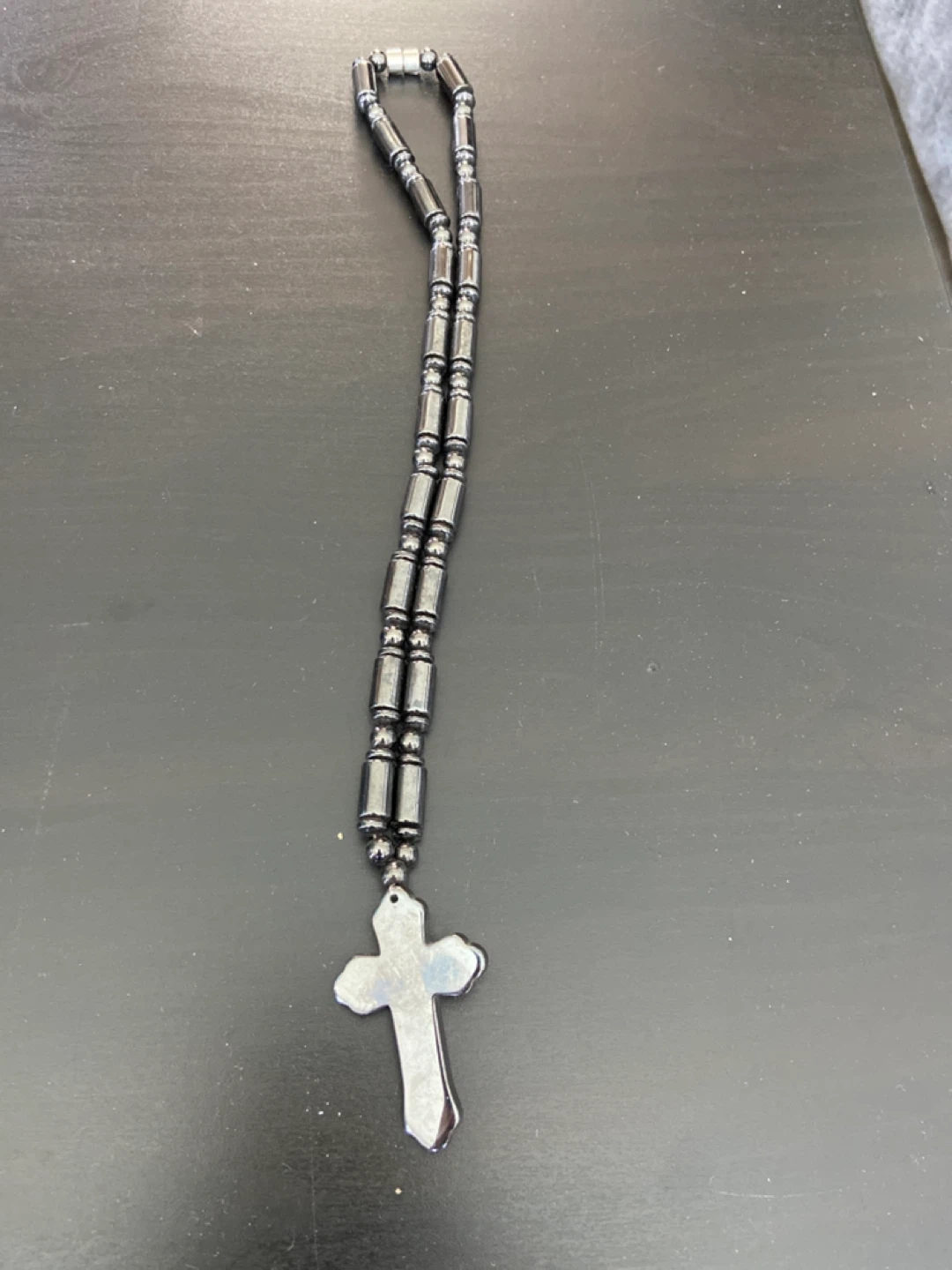 Hematite Cross Magnetic Necklace