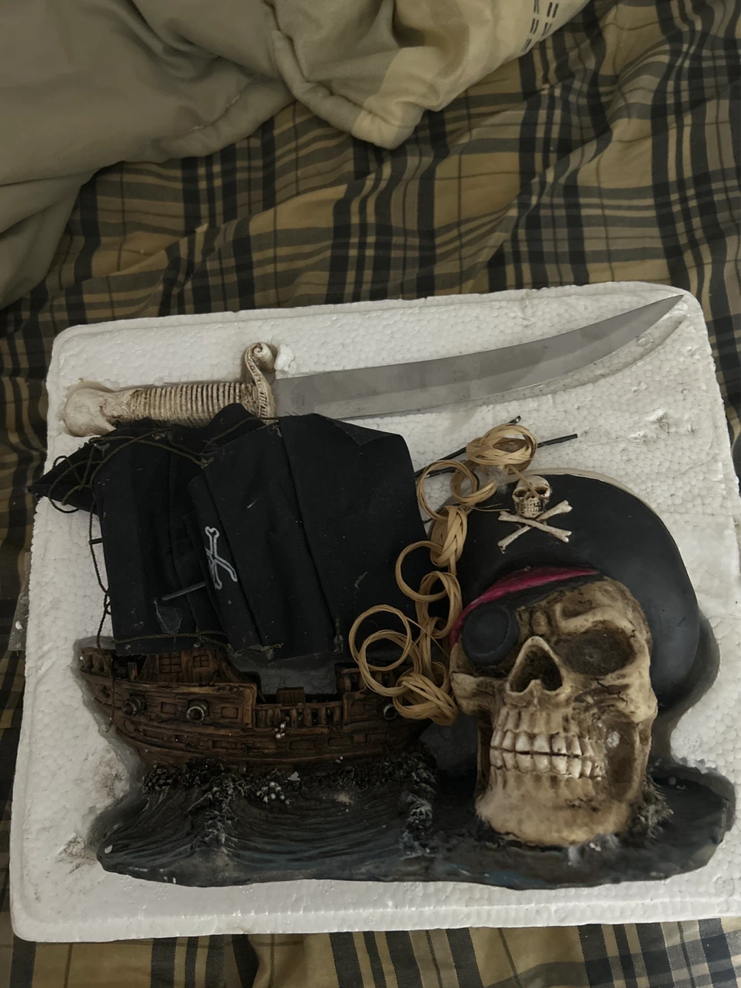 Pirate Ship and Skull Display with Sword
