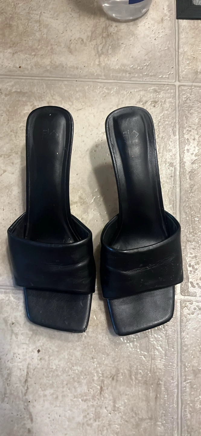 Black Heeled Mules - Size 7