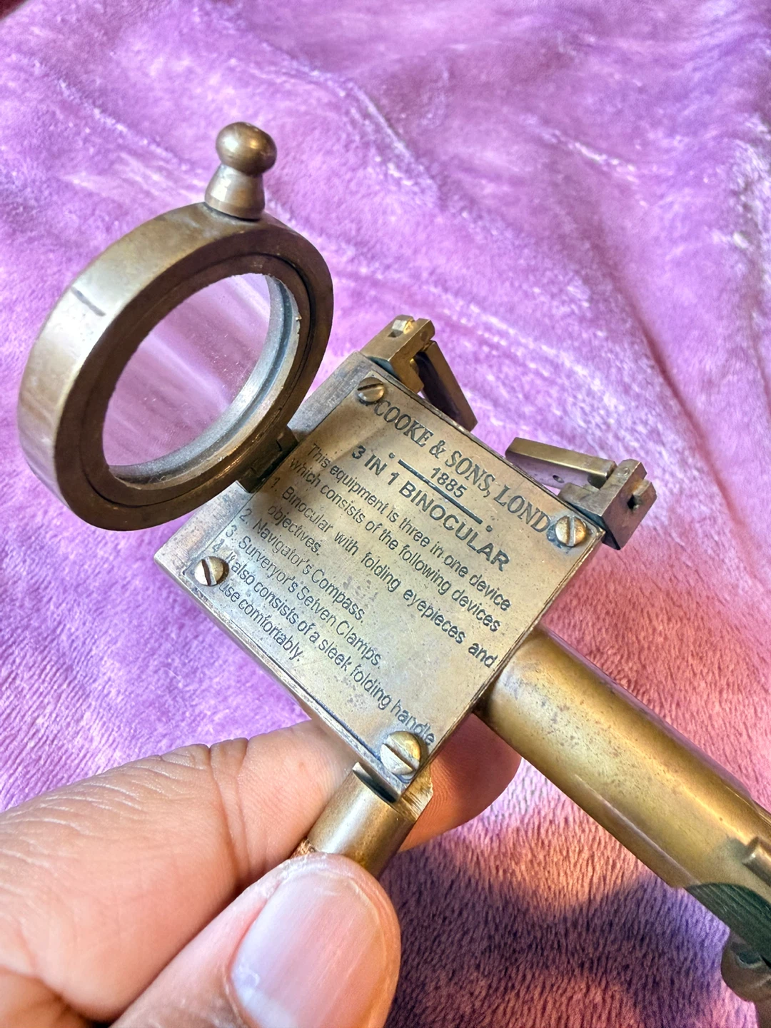 Antique 3-in-1 Binocular Compass made by Cooke & Sons London - photo 4