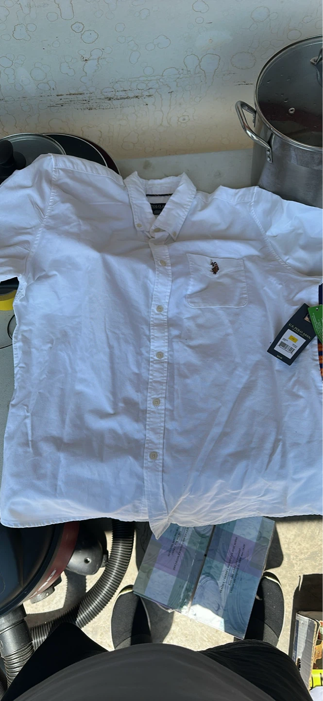 U.S. Polo Assn. White Short Sleeve Button-Down Shirt