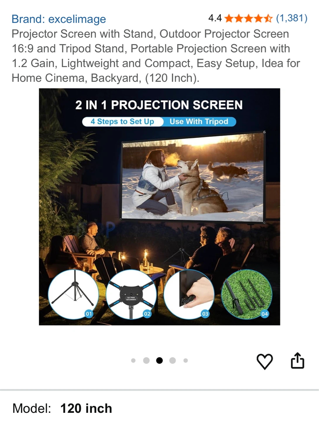 Excelimage 120 Inch Projector Screen with Stand - photo 5