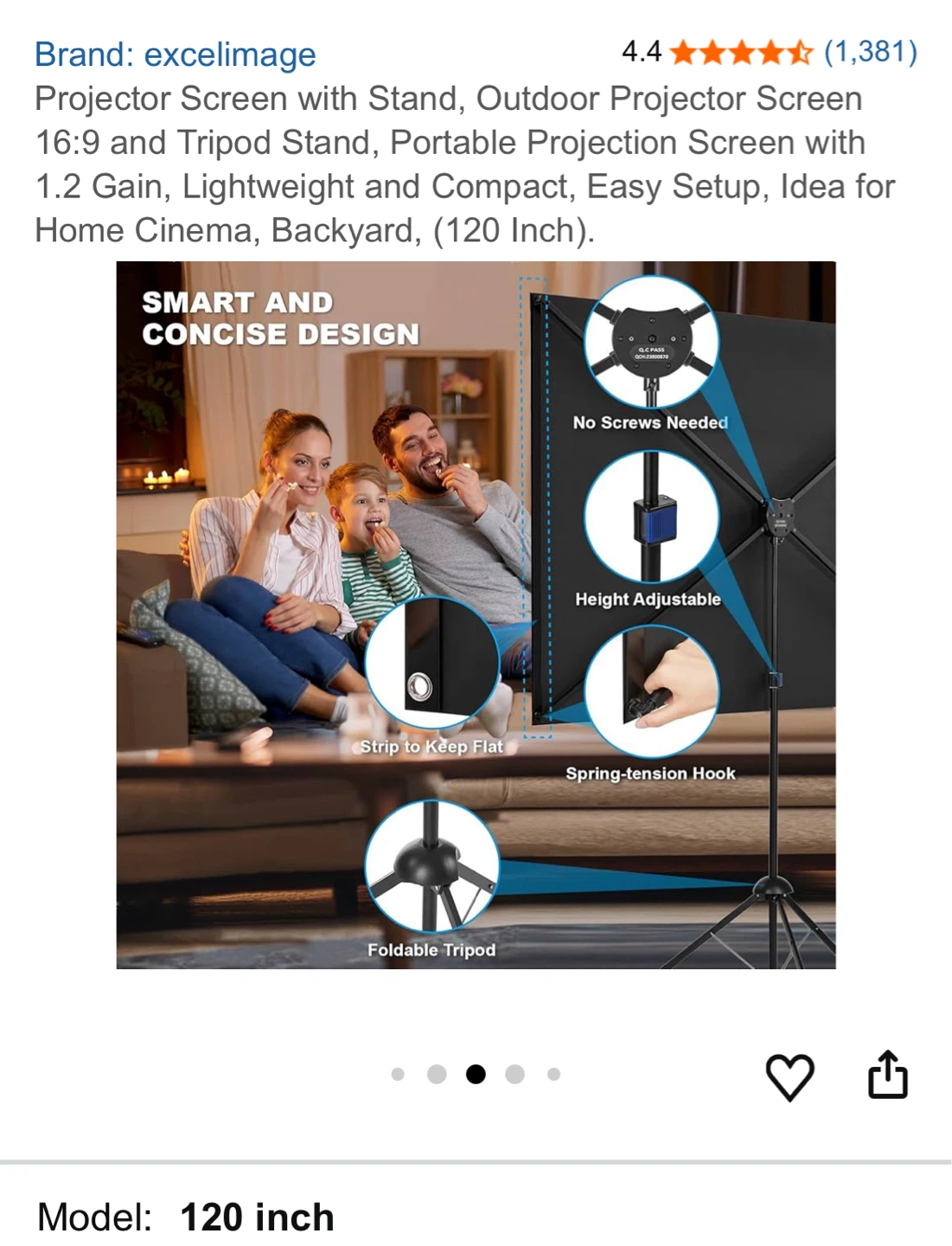 Excelimage 120 Inch Projector Screen with Stand - photo 4