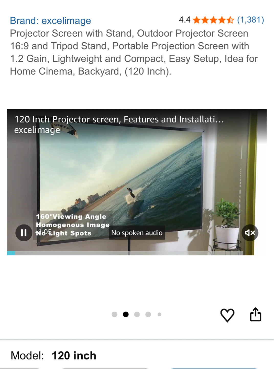 Excelimage 120 Inch Projector Screen with Stand - photo 2